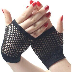 Women's Black-Short Fingerless Stretchy Fishnet Gloves Party Cosplay Designed